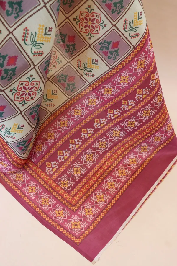 Lemon_Yellow_Smooth_Silk_Saree_With_Patola_Print